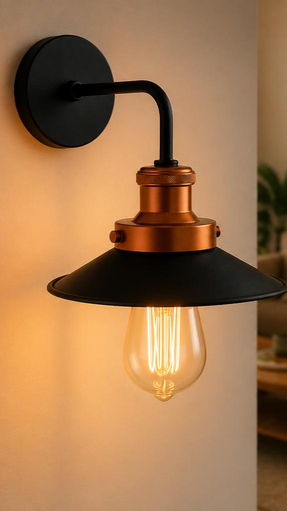 Detalhe em cobre de uma luminária Luchini Shop